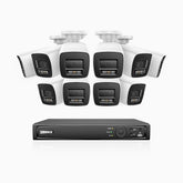 H800 - 4K 16 Kanal PoE Überwachungskamera-Set mit 10 Kameras, Farbe & IR Nachtsicht, Personen- und Fahrzeugerkennung, Eingebautes Mikrofon, 96° Sichtfeld, Unterstützt RTSP